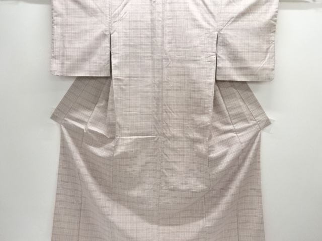 JAPANESE KIMONO / ANTIQUE KIMONO / SILK / TSUMUGI / WOVEN GRID